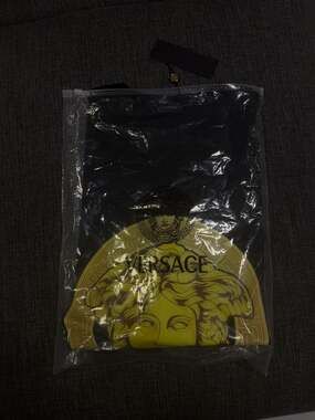 Versace Medusa Amplified Graphic T-Shirt in Black and Yellow